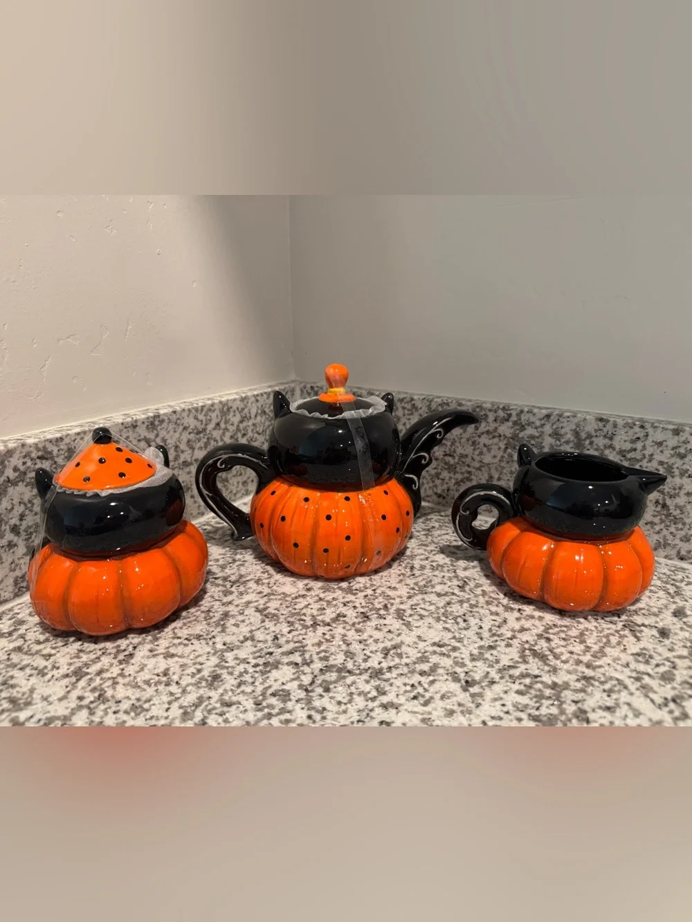 Johanna Parker - Set of 3 Vintage Inspired Halloween Bat Tea Service NWT